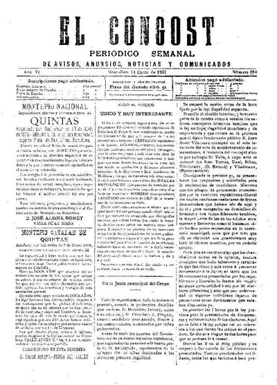 El Congost, 14/1/1891 [Issue]