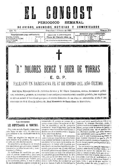 El Congost, 1/2/1891 [Issue]