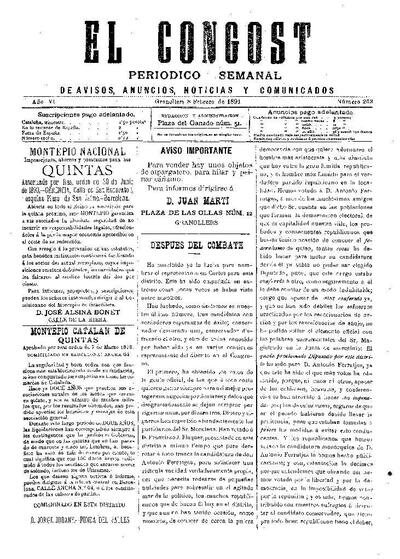 El Congost, 8/2/1891 [Issue]