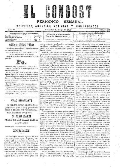 El Congost, 1/3/1891 [Issue]