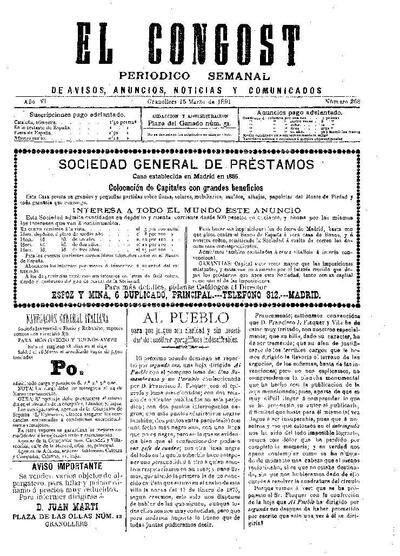 El Congost, 15/3/1891 [Issue]