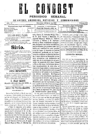 El Congost, 22/3/1891 [Issue]