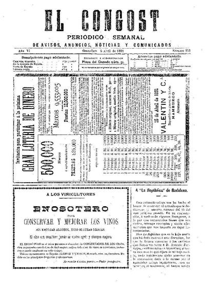 El Congost, 5/4/1891 [Issue]