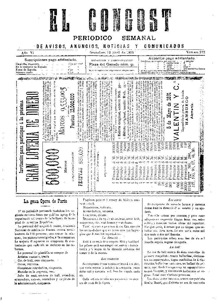 El Congost, 12/4/1891 [Issue]