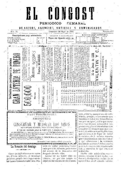 El Congost, 31/5/1891 [Issue]