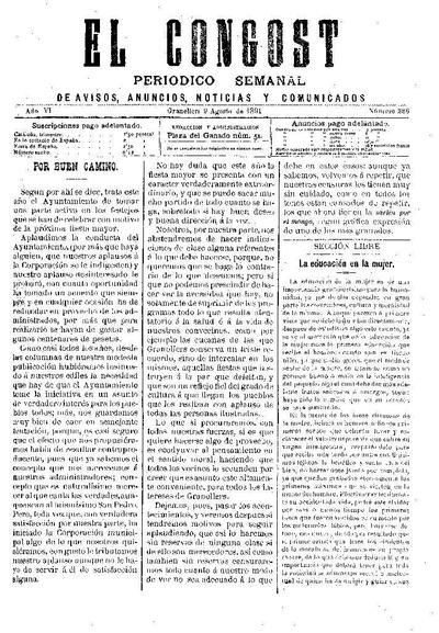 El Congost, 9/8/1891 [Issue]