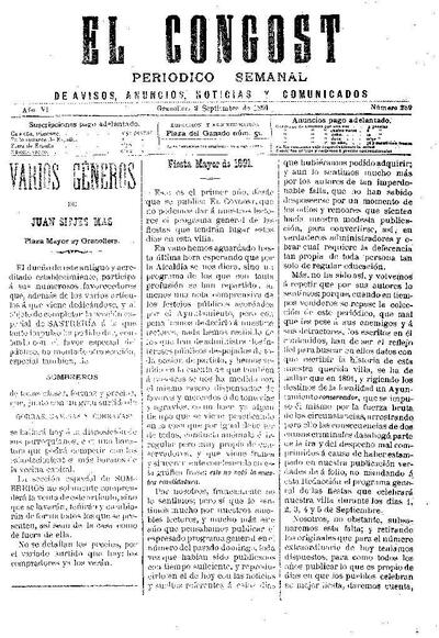 El Congost, 2/9/1891 [Issue]