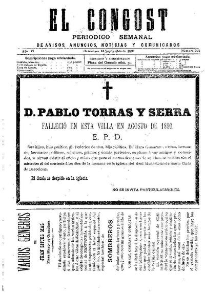 El Congost, 13/9/1891 [Issue]