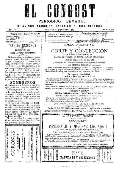 El Congost, 27/9/1891 [Issue]