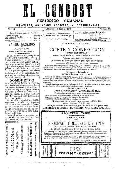 El Congost, 4/10/1891 [Issue]