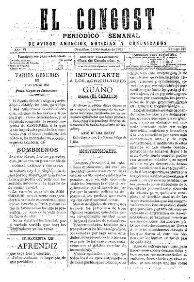 El Congost, 15/11/1891 [Issue]