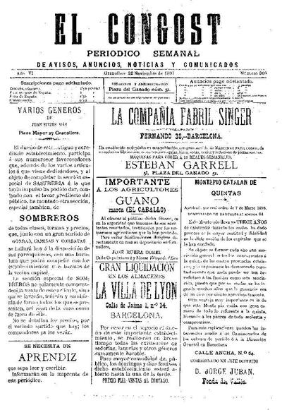 El Congost, 22/11/1891 [Issue]