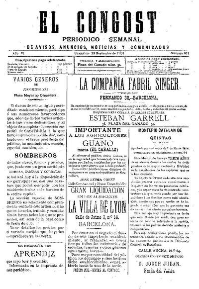 El Congost, 29/11/1891 [Issue]