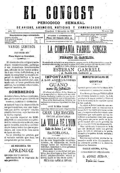 El Congost, 6/12/1891 [Issue]