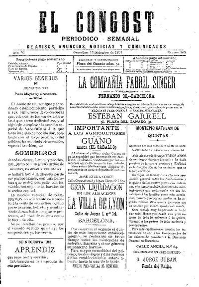 El Congost, 13/12/1891 [Issue]