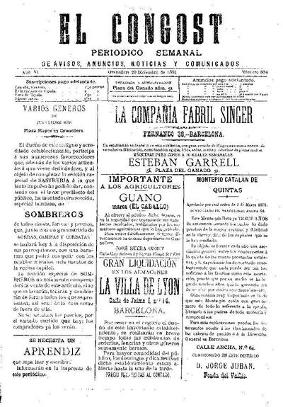 El Congost, 20/12/1891 [Issue]