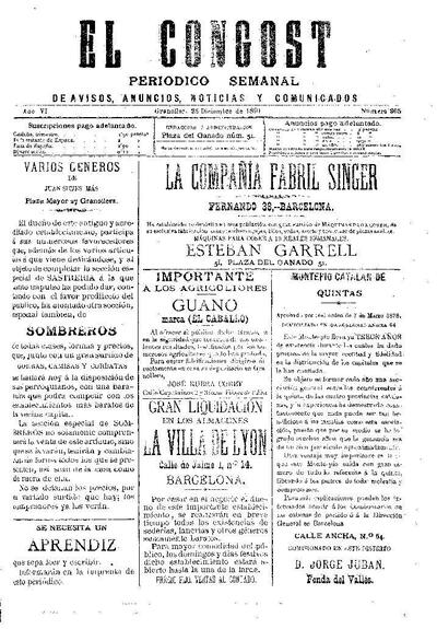 El Congost, 25/12/1891 [Issue]