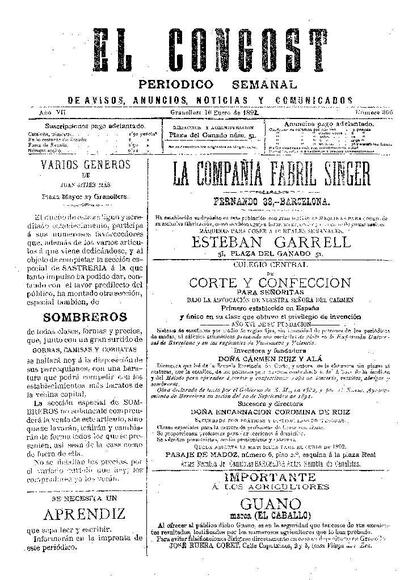 El Congost, 10/1/1892 [Issue]