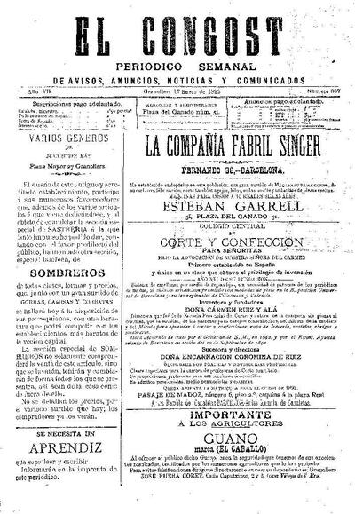 El Congost, 17/1/1892 [Issue]