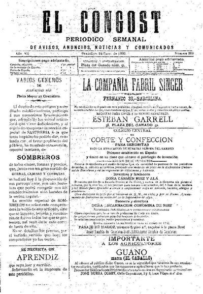 El Congost, 24/1/1892 [Issue]