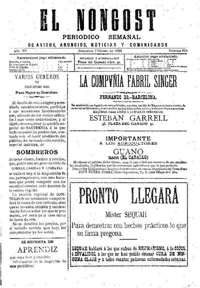 El Congost, 7/2/1892 [Issue]