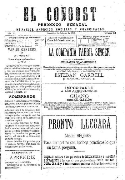 El Congost, 14/2/1892 [Issue]