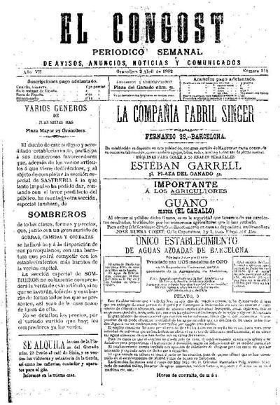 El Congost, 3/4/1892 [Issue]