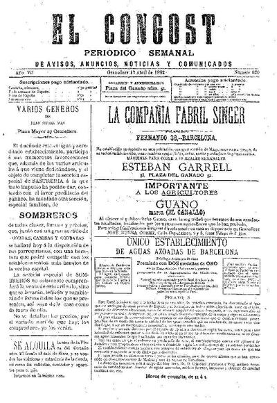 El Congost, 17/4/1892 [Issue]