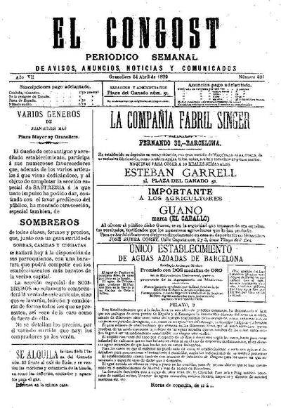 El Congost, 24/4/1892 [Issue]