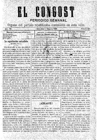 El Congost, 1/5/1892 [Issue]