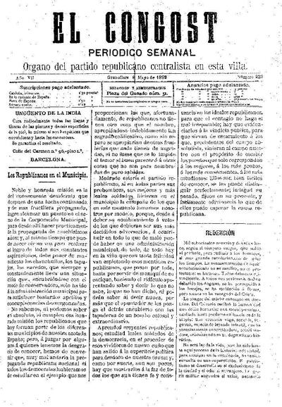 El Congost, 8/5/1892 [Issue]