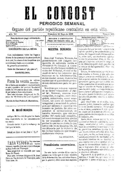 El Congost, 29/5/1892 [Issue]