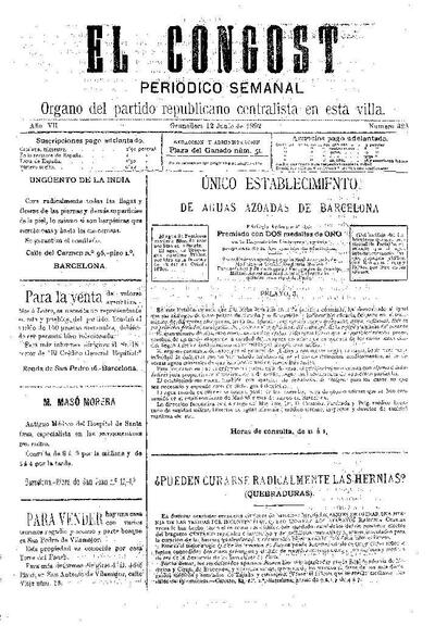 El Congost, 12/6/1892 [Issue]