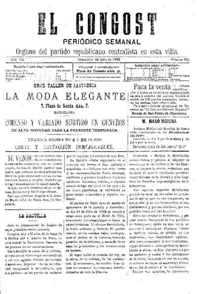 El Congost, 24/7/1892 [Issue]