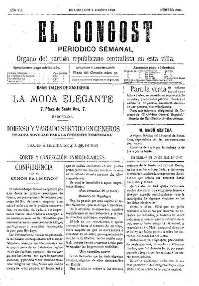 El Congost, 7/8/1892 [Issue]