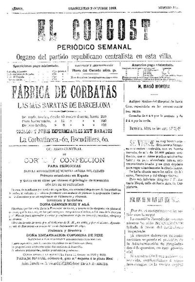 El Congost, 2/10/1892 [Issue]