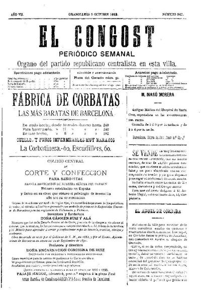 El Congost, 9/10/1892 [Issue]