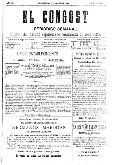 El Congost, 27/11/1892 [Issue]