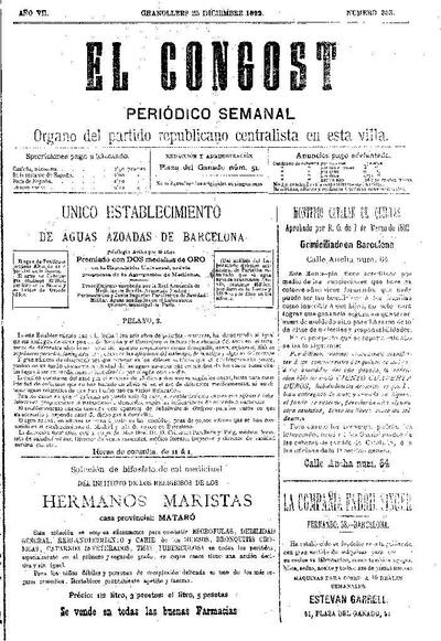 El Congost, 25/12/1892 [Issue]