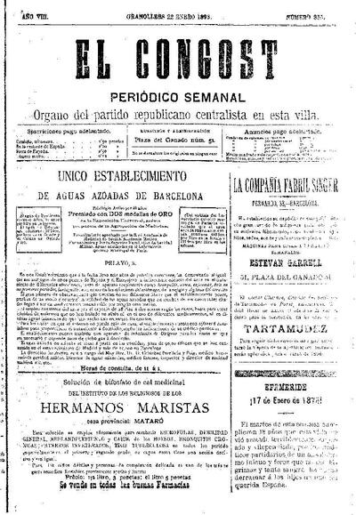 El Congost, 22/1/1893 [Issue]