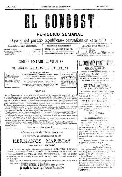 El Congost, 29/1/1893 [Issue]