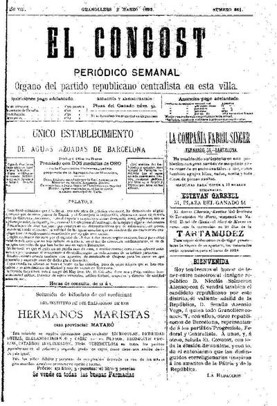 El Congost, 2/3/1893 [Issue]