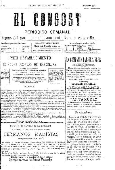 El Congost, 25/3/1893 [Issue]