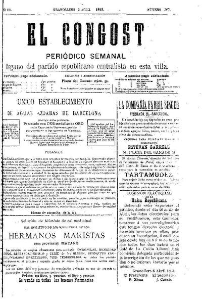 El Congost, 9/4/1893 [Issue]