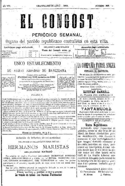 El Congost, 16/4/1893 [Issue]