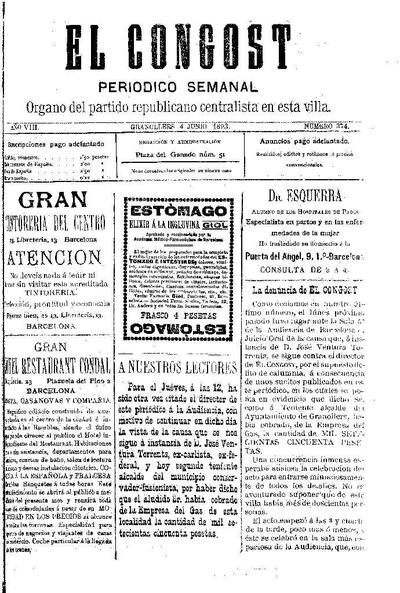 El Congost, 4/6/1893 [Issue]