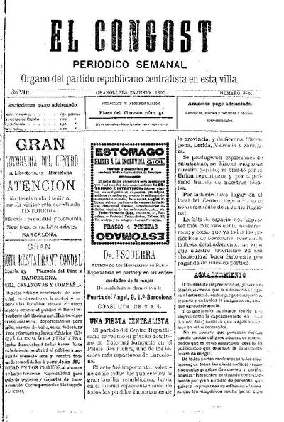 El Congost, 25/6/1893 [Issue]