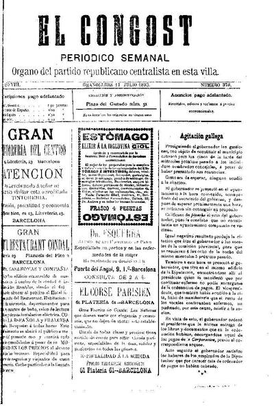 El Congost, 11/7/1893 [Issue]