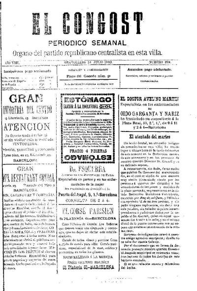 El Congost, 16/7/1893 [Issue]