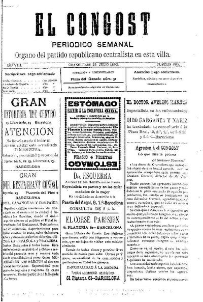 El Congost, 23/7/1893 [Issue]